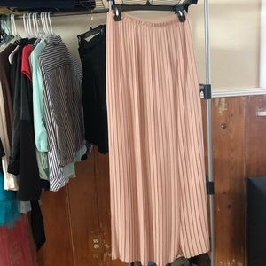 Pink Pleated Maxi Skirt